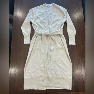 Nordstrom Cream color long wrap sweater with Tie Belt